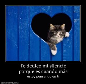 Te dedico mi silencio porque es cuando más  estoy pensando en ti