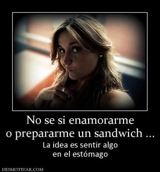 No se si enamorarme o prepararme un sandwich ... La idea es sentir algo en el estómago
