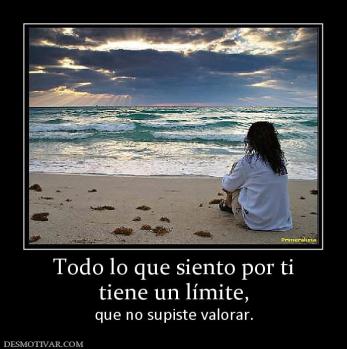Todo lo que siento por ti tiene un límite,  que no supiste valorar.