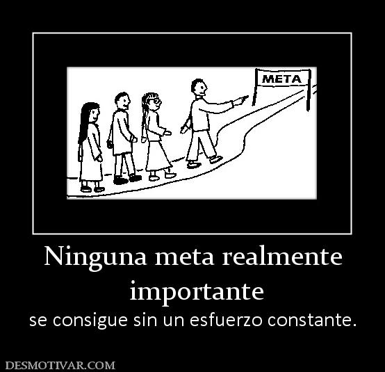 Ninguna meta realmente  importante se consigue sin un esfuerzo constante.
