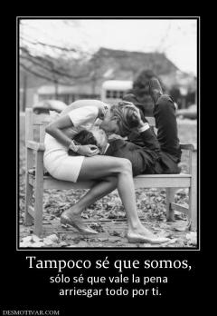 Tampoco sé que somos, sólo sé que vale la pena  arriesgar todo por ti.