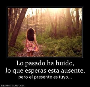 Lo pasado ha huido, lo que esperas esta ausente, pero el presente es tuyo...