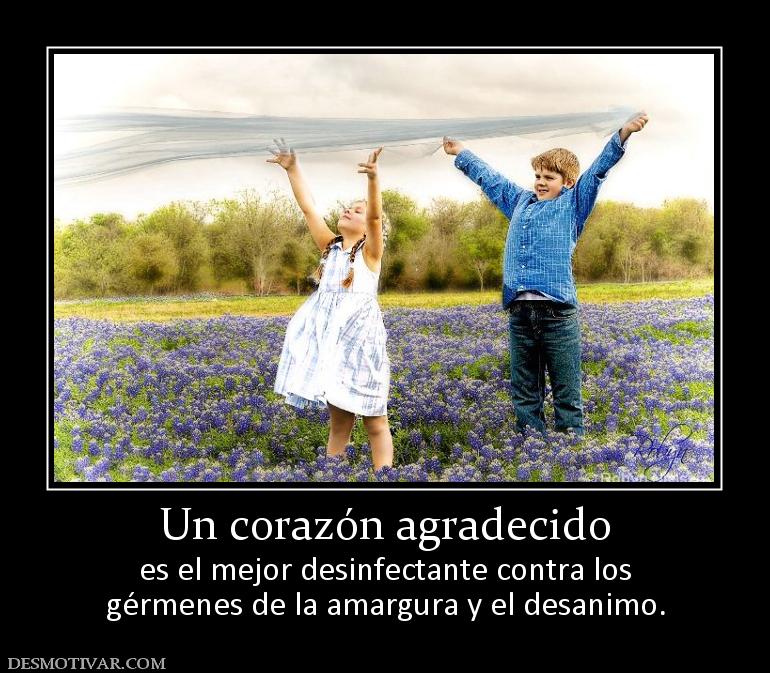 Un corazón agradecido es el mejor desinfectante contra los gérmenes de la amargura y el desanimo.
