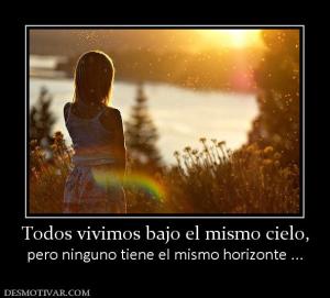 Todos vivimos bajo el mismo cielo, pero ninguno tiene el mismo horizonte ...