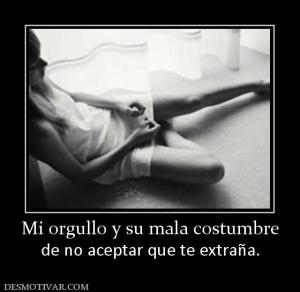 Mi orgullo y su mala costumbre de no aceptar que te extraña.