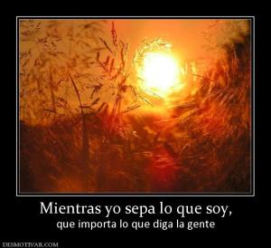 Mientras yo sepa lo que soy, que importa lo que diga la gente