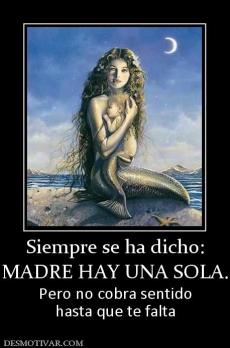 Siempre se ha dicho: MADRE HAY UNA SOLA. Pero no cobra sentido hasta que te falta