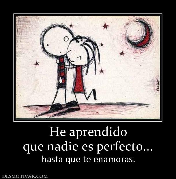 He aprendido que nadie es perfecto...  hasta que te enamoras.