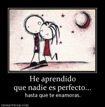 He aprendido que nadie es perfecto...  hasta que te enamoras.