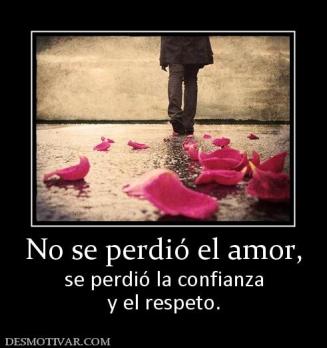 No se perdió el amor, se perdió la confianza y el respeto.