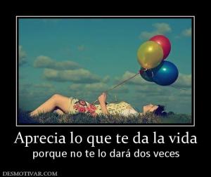 Aprecia lo que te da la vida porque no te lo dará dos veces