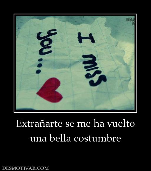 Extrañarte se me ha vuelto una bella costumbre