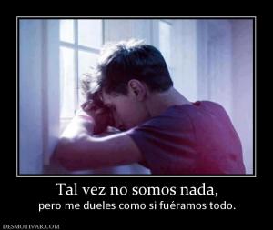 Tal vez no somos nada, pero me dueles como si fuéramos todo.