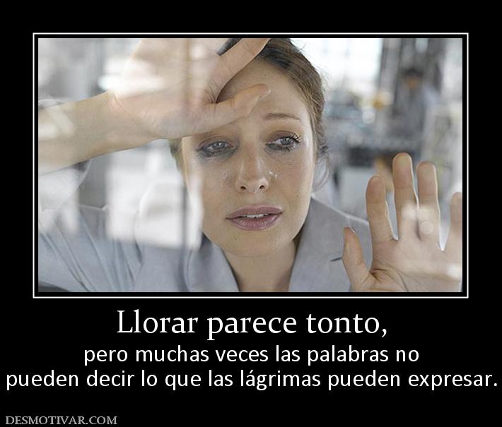 Llorar parece tonto, pero muchas veces las palabras no pueden decir lo que las lágrimas pueden expresar.