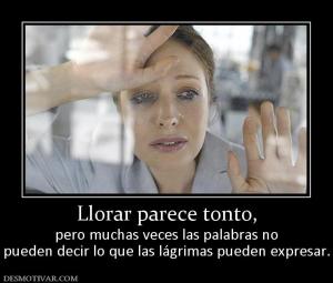 Llorar parece tonto, pero muchas veces las palabras no pueden decir lo que las lágrimas pueden expresar.