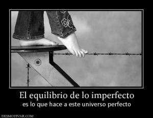 El equilibrio de lo imperfecto es lo que hace a este universo perfecto