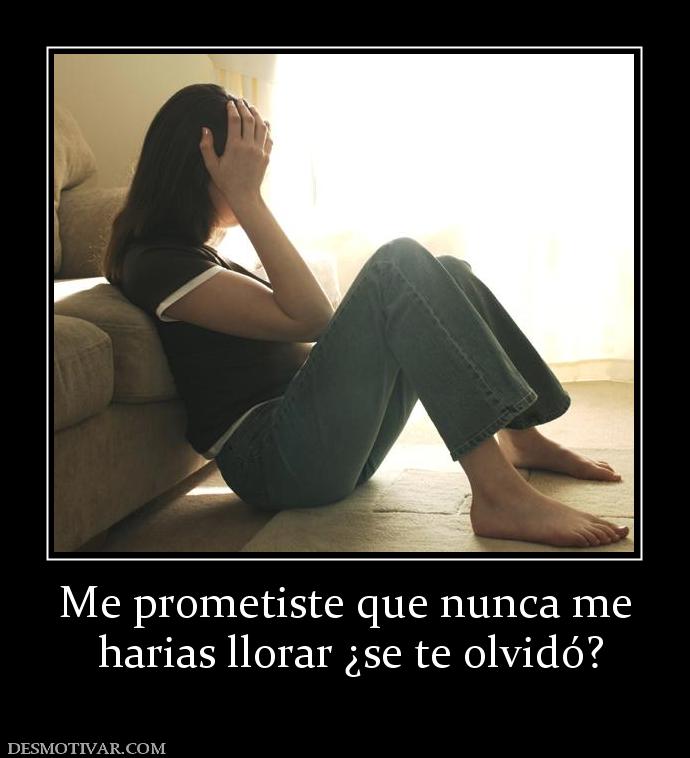 Me prometiste que nunca me  harias llorar ¿se te olvidó?