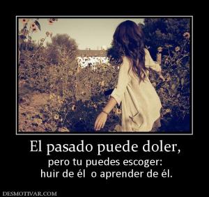 El pasado puede doler, pero tu puedes escoger:  huir de él  o aprender de él.