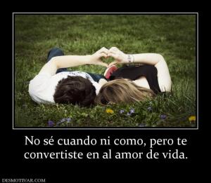 No sé cuando ni como, pero te convertiste en al amor de vida.