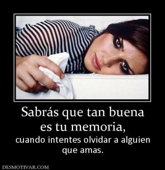Sabrás que tan buena es tu memoria,  cuando intentes olvidar a alguien que amas.