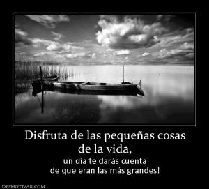 Disfruta de las pequeñas cosas de la vida,  un día te darás cuenta de que eran las más grandes!