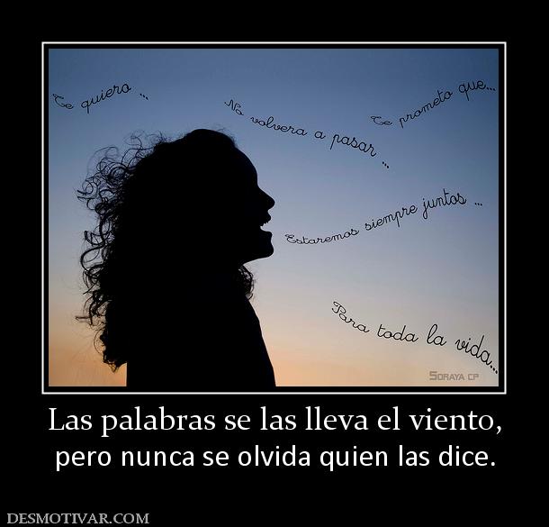 Las palabras se las lleva el viento, pero nunca se olvida quien las dice.