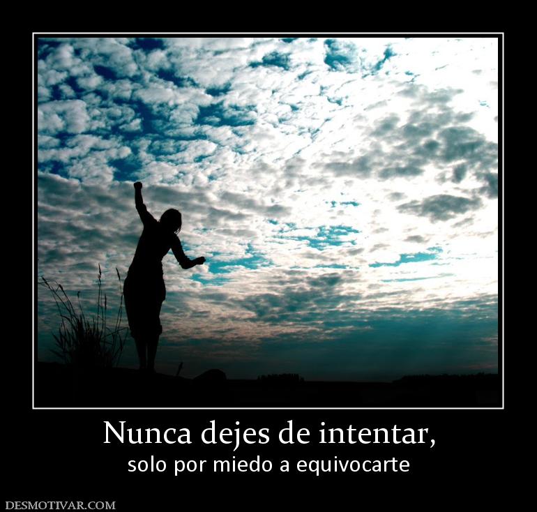 Nunca dejes de intentar, solo por miedo a equivocarte