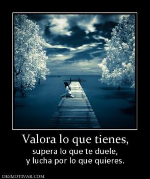 Valora lo que tienes, supera lo que te duele, y lucha por lo que quieres.