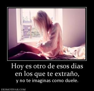 Hoy es otro de esos dias en los que te extraño, y no te imaginas como duele.