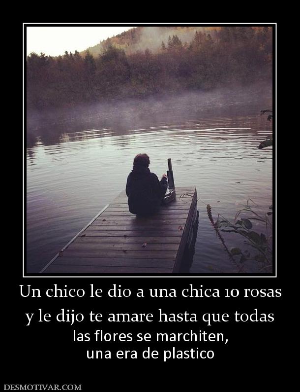 Un chico le dio a una chica 10 rosas y le dijo te amare hasta que todas las flores se marchiten, una era de plastico
