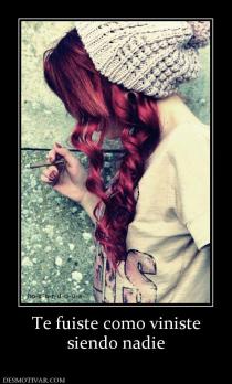 Te fuiste como viniste siendo nadie