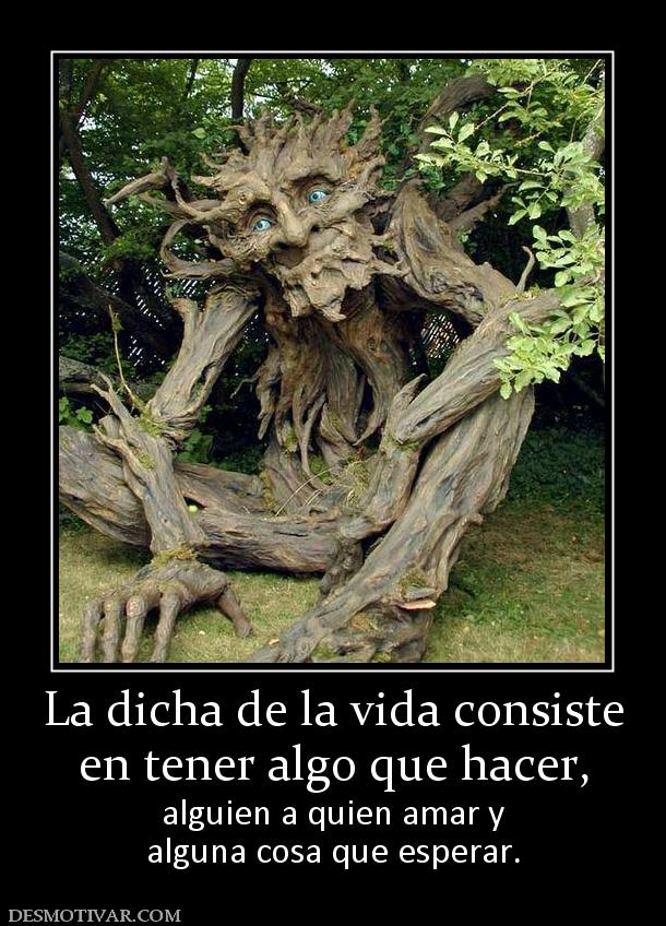 La dicha de la vida consiste en tener algo que hacer, alguien a quien amar y alguna cosa que esperar.