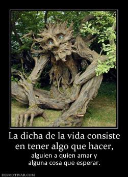La dicha de la vida consiste en tener algo que hacer, alguien a quien amar y alguna cosa que esperar.