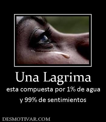 Una Lagrima esta compuesta por 1% de agua y 99% de sentimientos