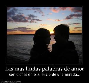 Las mas lindas palabras de amor son dichas en el silencio de una mirada...