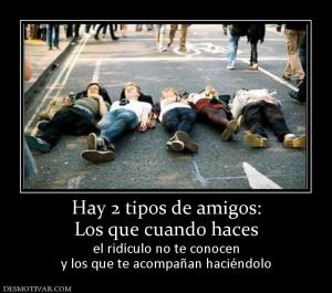 Hay 2 tipos de amigos: Los que cuando haces  el ridículo no te conocen y los que te acompañan haciéndolo