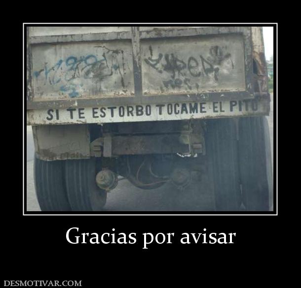 Gracias por avisar