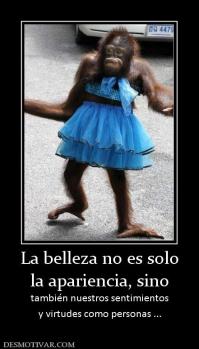 La belleza no es solo la apariencia, sino  también nuestros sentimientos y virtudes como personas ...