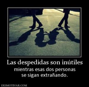 Las despedidas son inútiles mientras esas dos personas se sigan extrañando.