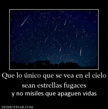 Que lo único que se vea en el cielo sean estrellas fugaces y no misiles que apaguen vidas