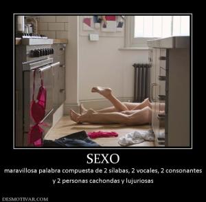 SEXO maravillosa palabra compuesta de 2 sílabas, 2 vocales,  y 2 personas cachondas y lujuriosas