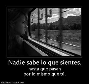 Nadie sabe lo que sientes, hasta que pasan por lo mismo que tú.