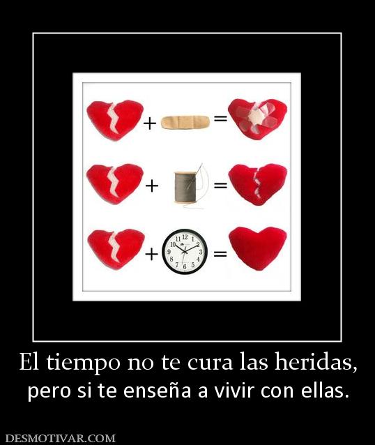 El tiempo no te cura las heridas, pero si te enseña a vivir con ellas.