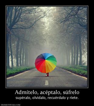 Admítelo, acéptalo, súfrelo supéralo, olvídalo, recuérdalo y ríete.