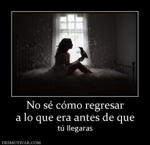 No sé cómo regresar a lo que era antes de que  tú llegaras