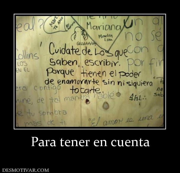 Para tener en cuenta