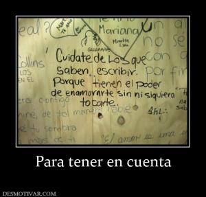 Para tener en cuenta