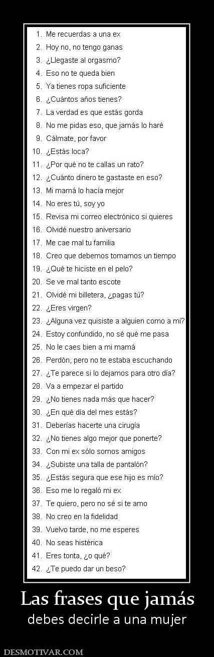 Las frases que jamás debes decirle a una mujer