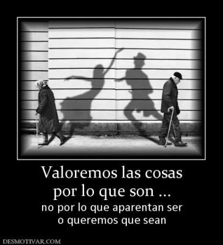Valoremos las cosas por lo que son ... no por lo que aparentan ser o queremos que sean