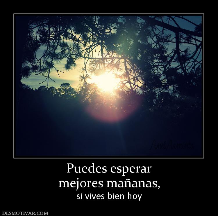 Puedes esperar mejores mañanas, si vives bien hoy